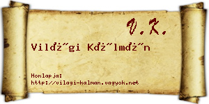 Világi Kálmán névjegykártya