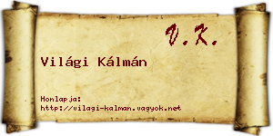 Világi Kálmán névjegykártya